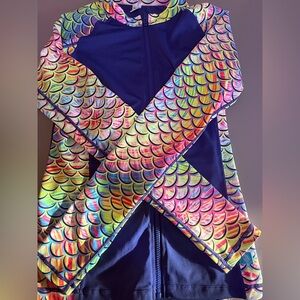 Spacefish Army Eco-Friendly Camo Mermaid Rash Guard Women Swim Surf Dive Top M